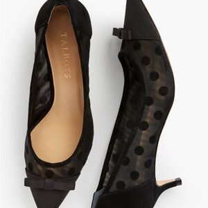 Talbots Black Polka Sheer Kitten heels, NWT, 7.5